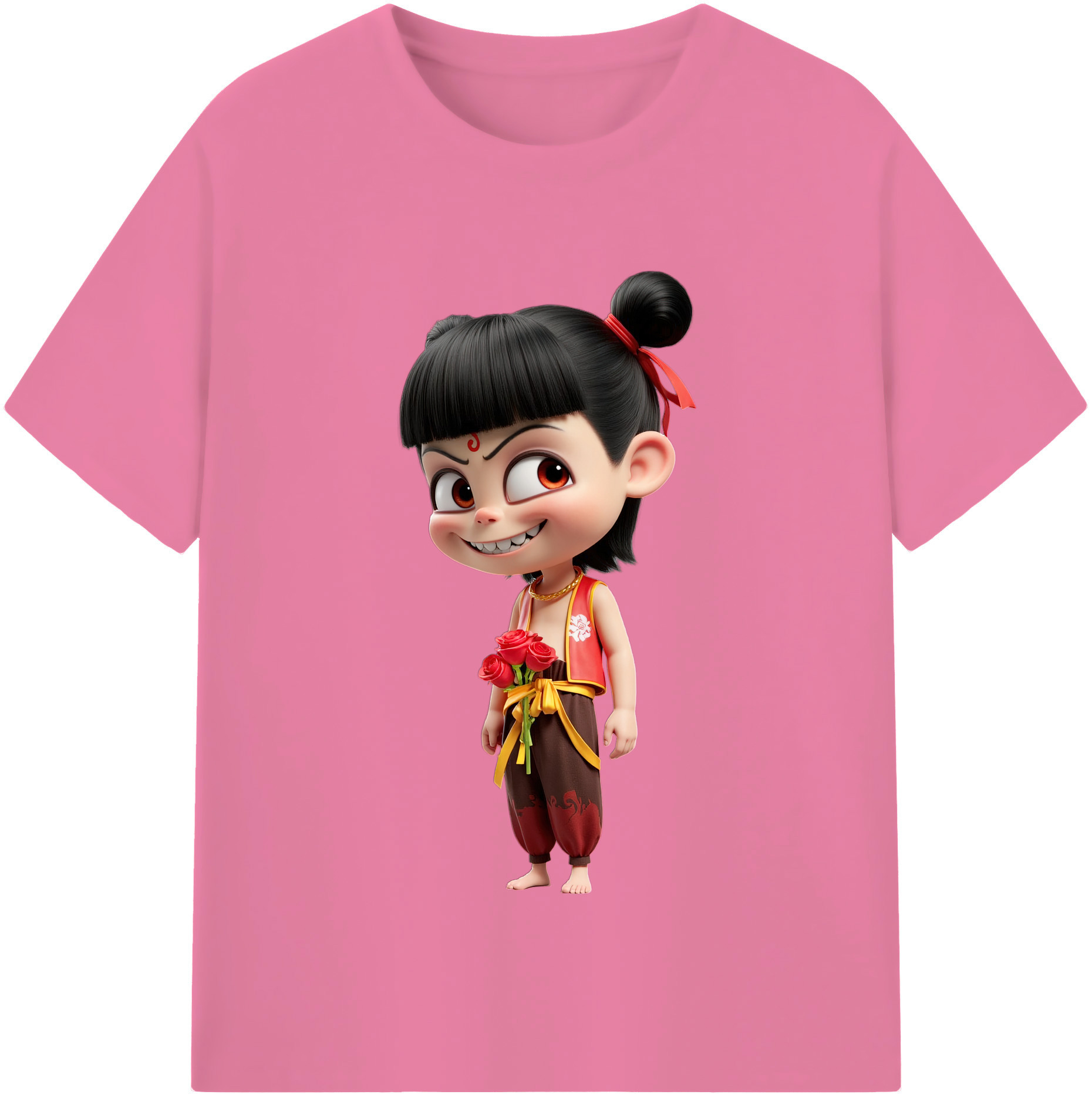 （画像用） Ne Zha 2 ナタ 魔童の大暴れ 綿100％半袖Tシャツ（フロントプリント）